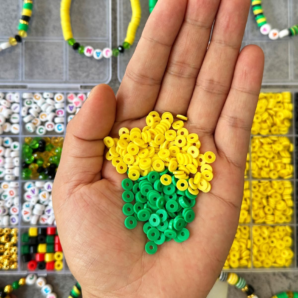 KOOMEKI Jamaica Clay Beads Bracelets Making Kit, I Love Jamaica Art DIY Craft Kit, Beads Jewelry DIY Kit for Celebrate Jamaican Birthday Party Women Gift Goodie Bag Stuff, Set of 2 Boxes