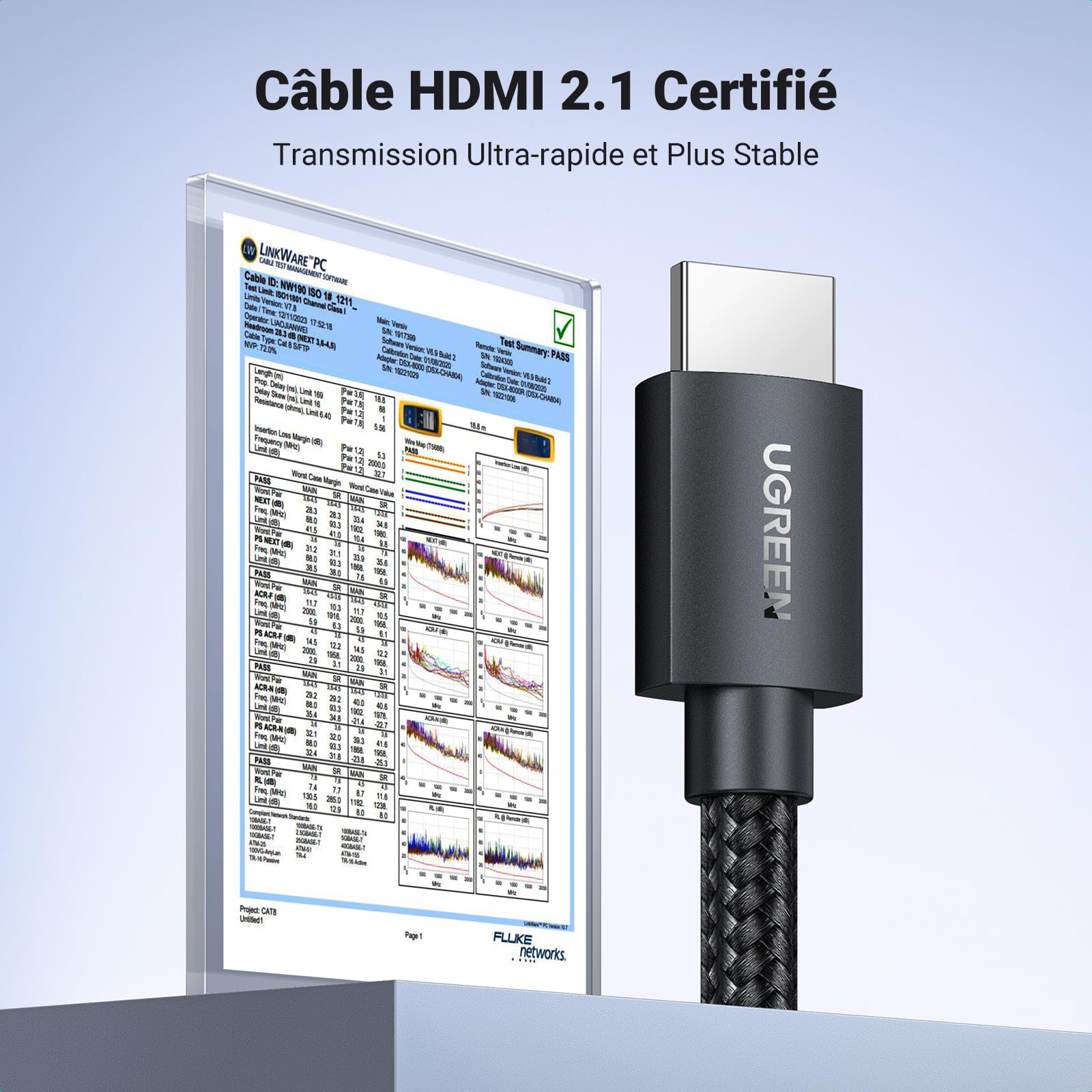UGREEN 10K 8K 60Hz Câble HDMI 2.1 Certifié 4K 240Hz UHD Haute Vitesse 48Gbps 3D eARC HDR 10+ VRR HDCP 2.3 Dolby Vision Compatible avec Switch PS5 PS4 Xbox One X HDTV MacBook Pro Mac Mini M4 (2M)