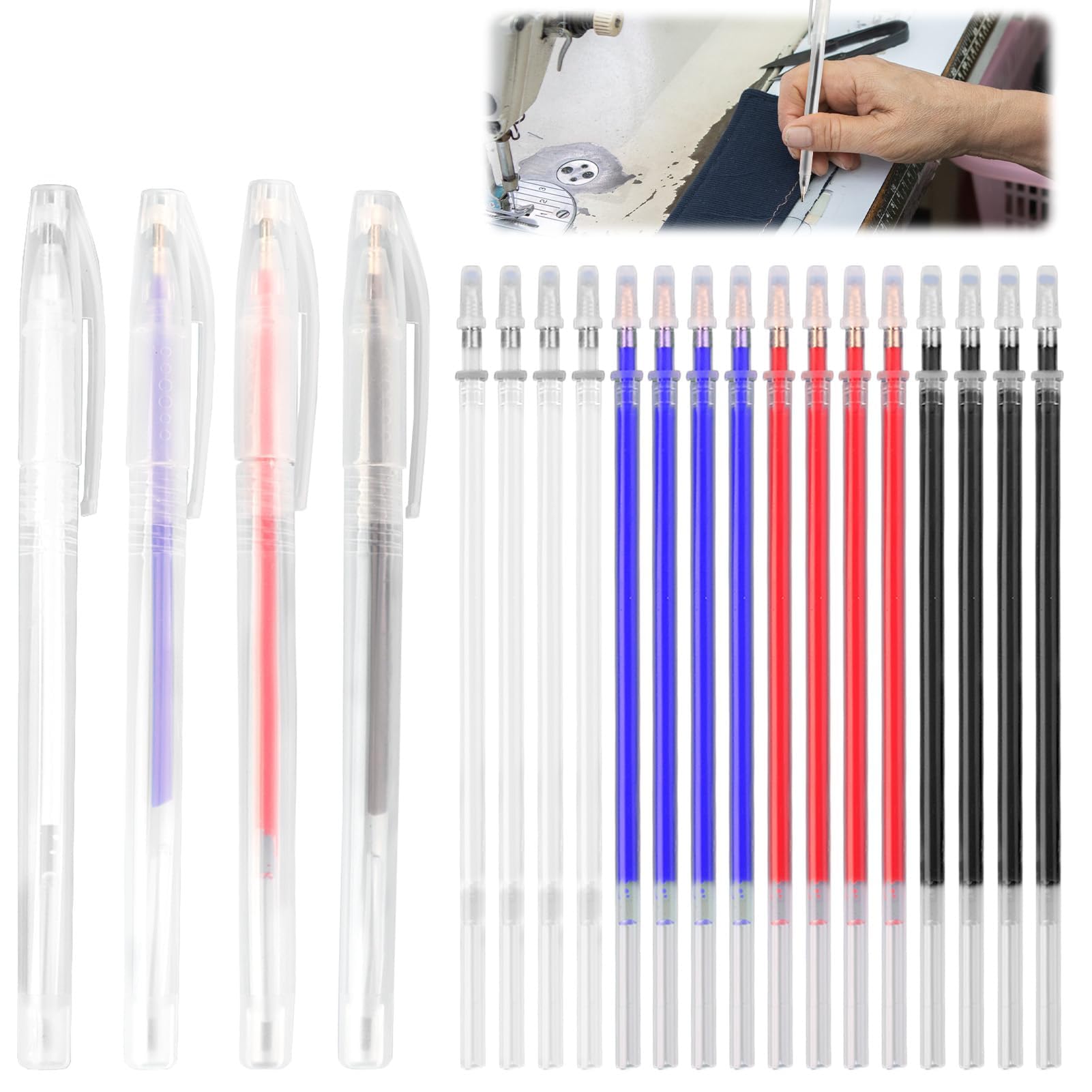 100 Penne Per Tessuti Cancellabili - Blu, Scompaiono A 50&deg;C, Per Sartoria E Cucito - Punta Acciaio