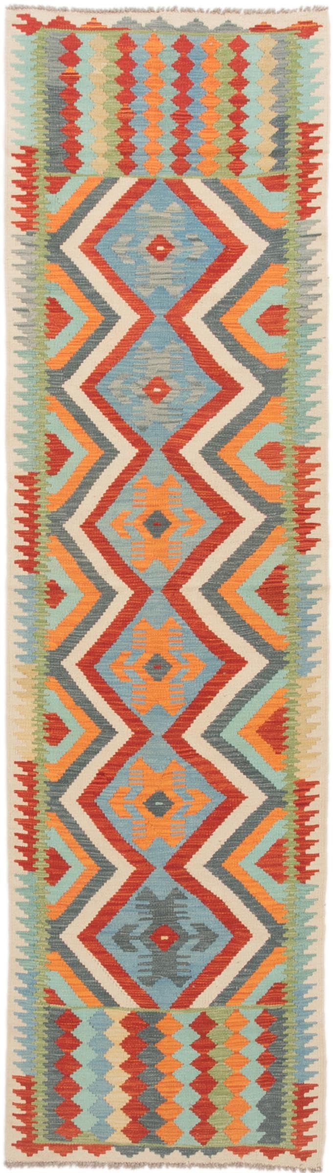 Kilim Afghan 83x300 cm : Tapis de Couloir Long en Laine Tissé Main
