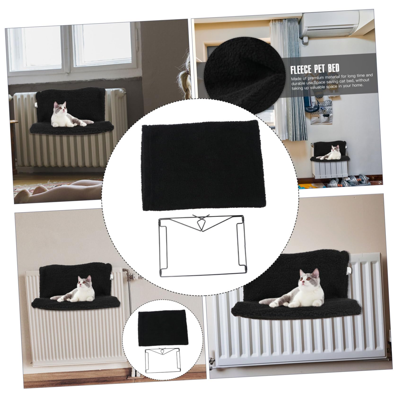 Hamac pour Chat Radiateur Lit Suspendu à Cadre Métallique Noir