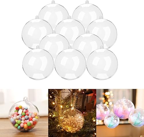 10 bolas decorativas de plástico transparente de relleno de 2.75 pulgadas, bola transparente para manualidades, Navidad, cumpleaños, boda, fiesta y