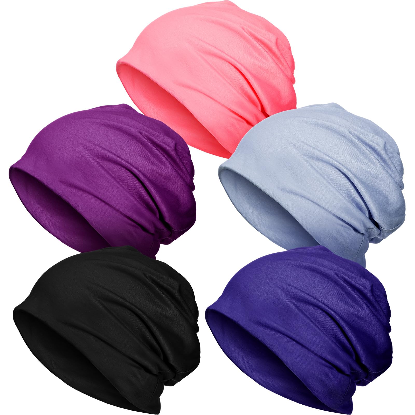 5 Pieces Women's Slouchy Beanie Chemo Hat Stretch Cancer Head Wraps Sleep Head Scarf for Cancer Patient
