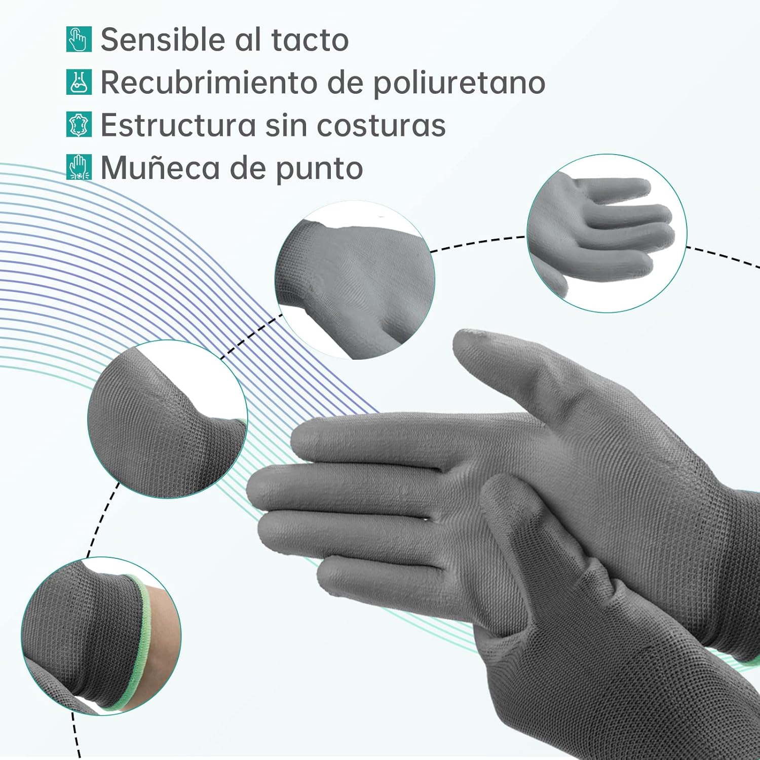 ANDANDA Multi-Package Safety Work Gloves, Seamless Knit Work Gloves with PU Coated, Ideal Work Gloves Men for General Work