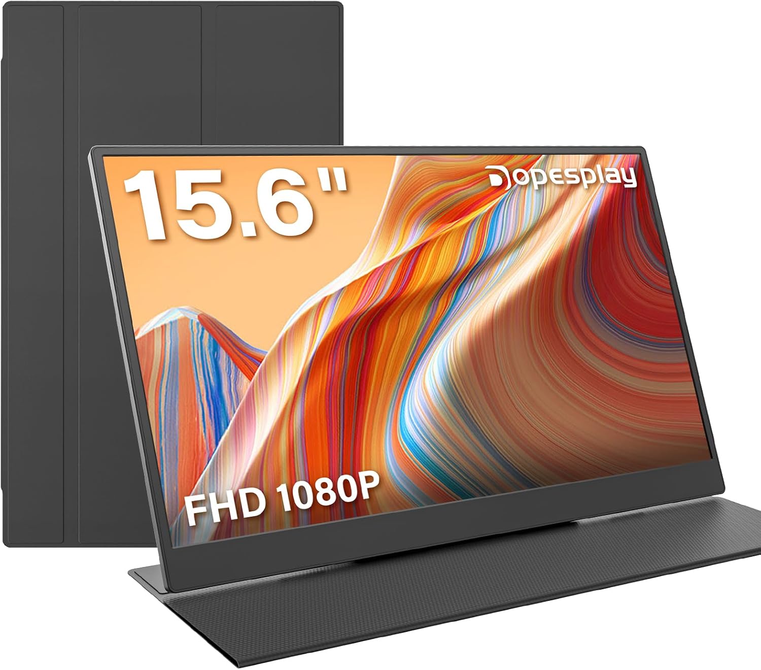 Portable Monitor with Carry Case, 15.6" FHD 1080P IPS Travel Monitor for Laptop, Foldable Stand Included USB-C Screen Extender for Laptop Mac PC Phone Xbox PS4/5 Switch