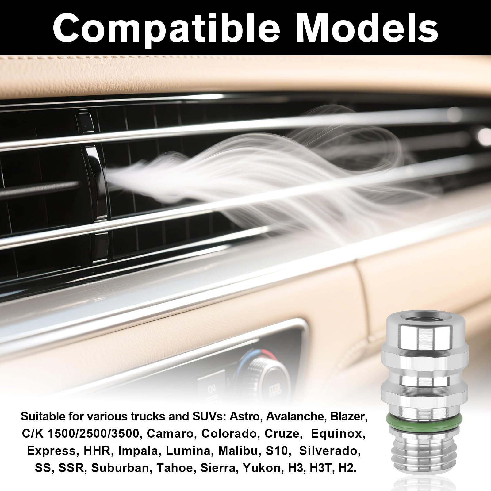 Válvula de CA de alta presión, puerto de servicio de aire acondicionado incluye tapas M12x1.5, válvula Schrader AC de repuesto para MT0105, 800-955, 59946, GM 52458184, 15-5438, compatible con modelos