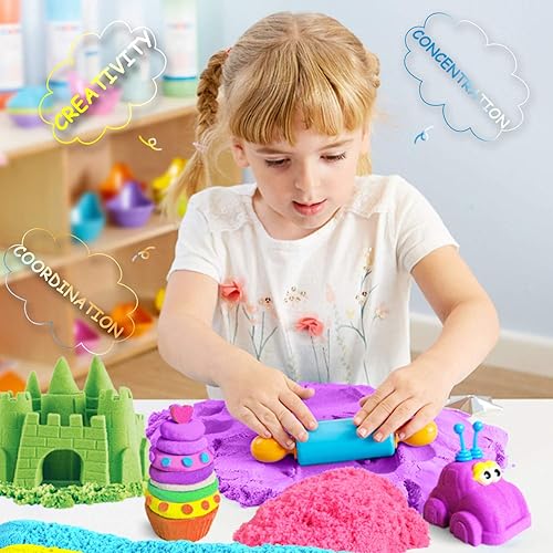 Miniatura 2 de Dino Play Moving Sand - Paquete de repuesto de 3 libras, arena sensorial elástica y moldeable para actividades en interiores y exteriores, kit de