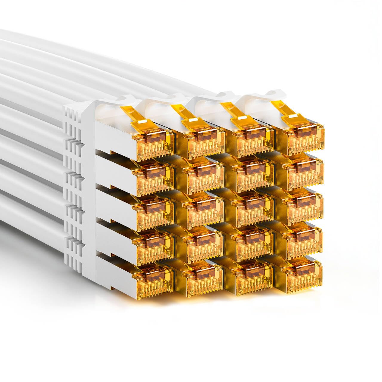 iwillink 20 cables de conexión de 1 m, cat. 7, cable LAN CAT 7 corto (10 Gbps, apantallamiento S/FTP PIMF, cobre), compatible con CAT7 CAT6a CAT6, conmutador, router/módem DSL, color blanco