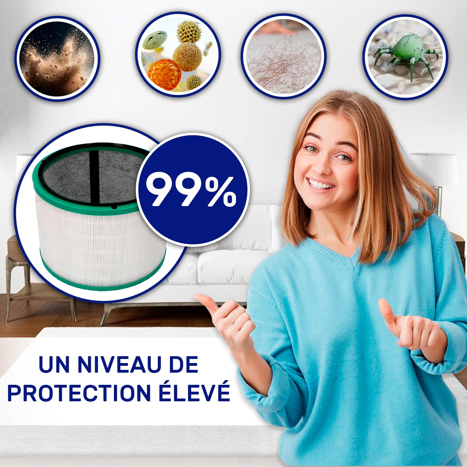 HEPA Filtre pour Aspirateur Ø 215mm 968101-04 96810104 pour Dyson DP01 DP03 | HP00 HP01 HP02 HP03 - MONTERAL