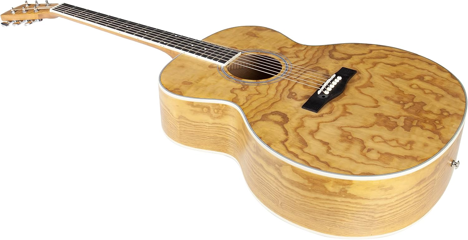 TARIO 41'' Antique Jumbo Body Acoustic Guitar Curly Ash body Okoume Neck Natural