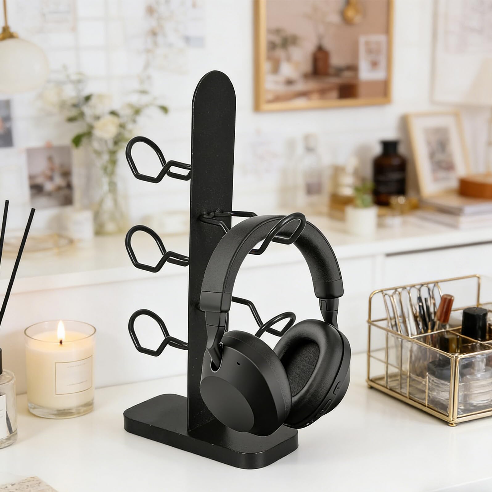 Vaguelly Supporto Compatto Antiscivolo per Controller e Cuffie da Gioco a 3 Livelli, Organizer da Scrivania Stabile per Accessori Gaming, Compatibile la Maggior Parte dei Controller
