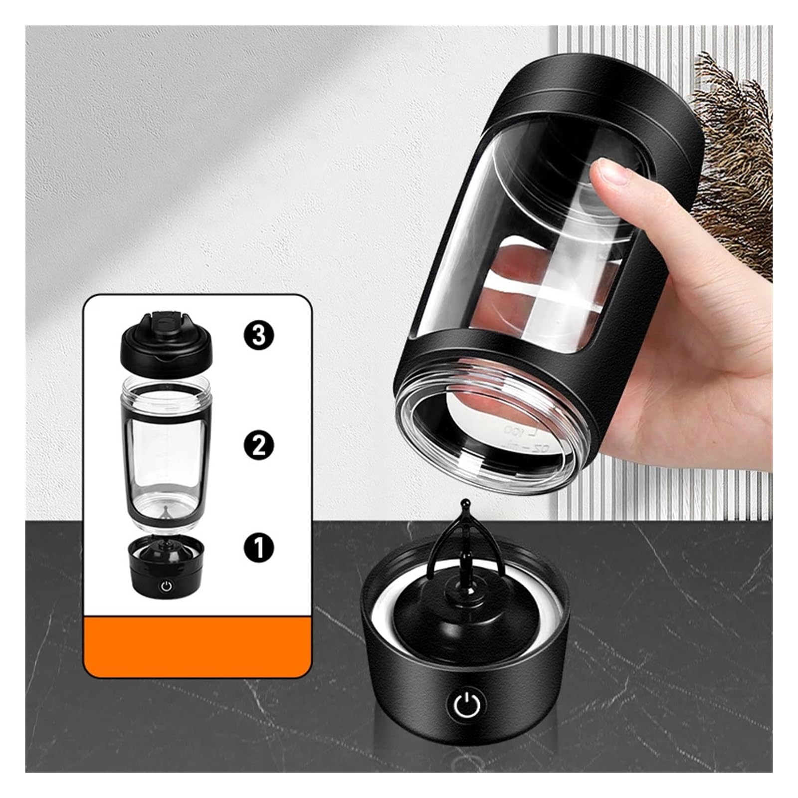 Mug auto-mélangeur, Bouteille Shaker À Protéines Électrique USB Portable 630 Ml pour maison/bureau