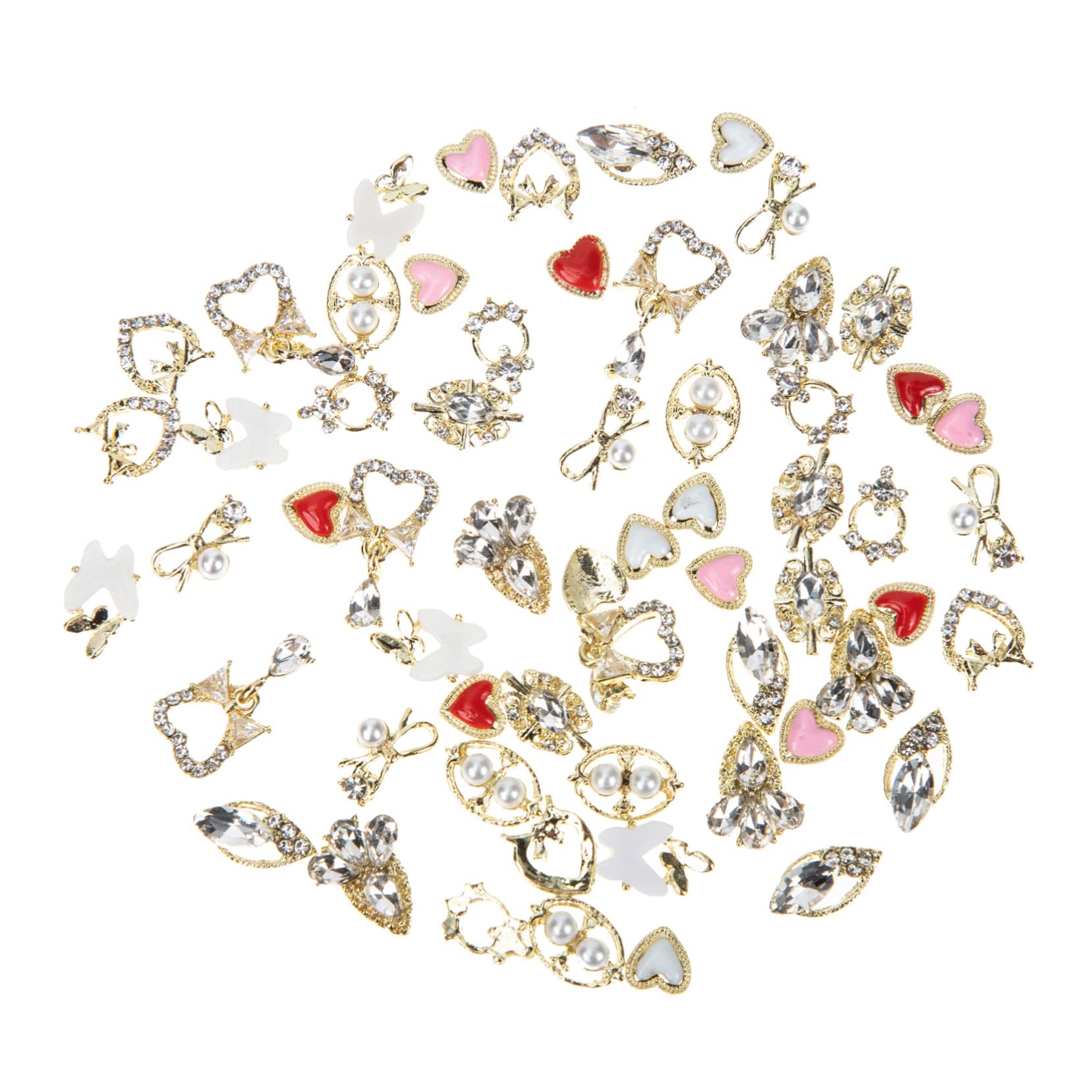 BELLIFFY 60pcs Nail Art Charms Nail Charms Manicure Jewelry for Present for Friends Parties Christmas Birthdays Compact Portable Storage Bag Included