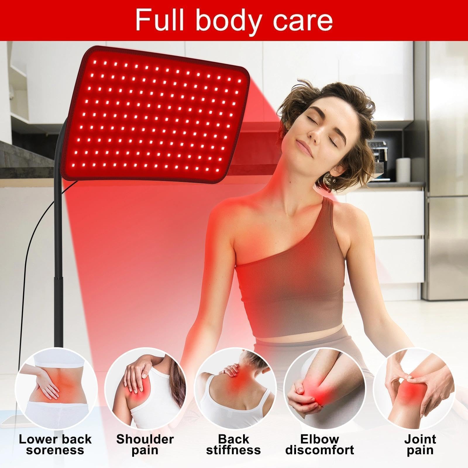 Luce rossa per viso e corpo, lampada a luce infrarossa 2 in 1 e cuscinetto avvolgente indossabile, impulso 10 Hz 660 nm 850 nm dispositivo per alleviare il dolore al corpo e alla schiena