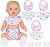 Doll Accessories Diaper, 3 Set of Doll Accessories Diaper Baby Doll Nappies, Baby Doll Nappies Bib Set Includes Bib, Diaper and Socks, Reusable For Multiple Uses