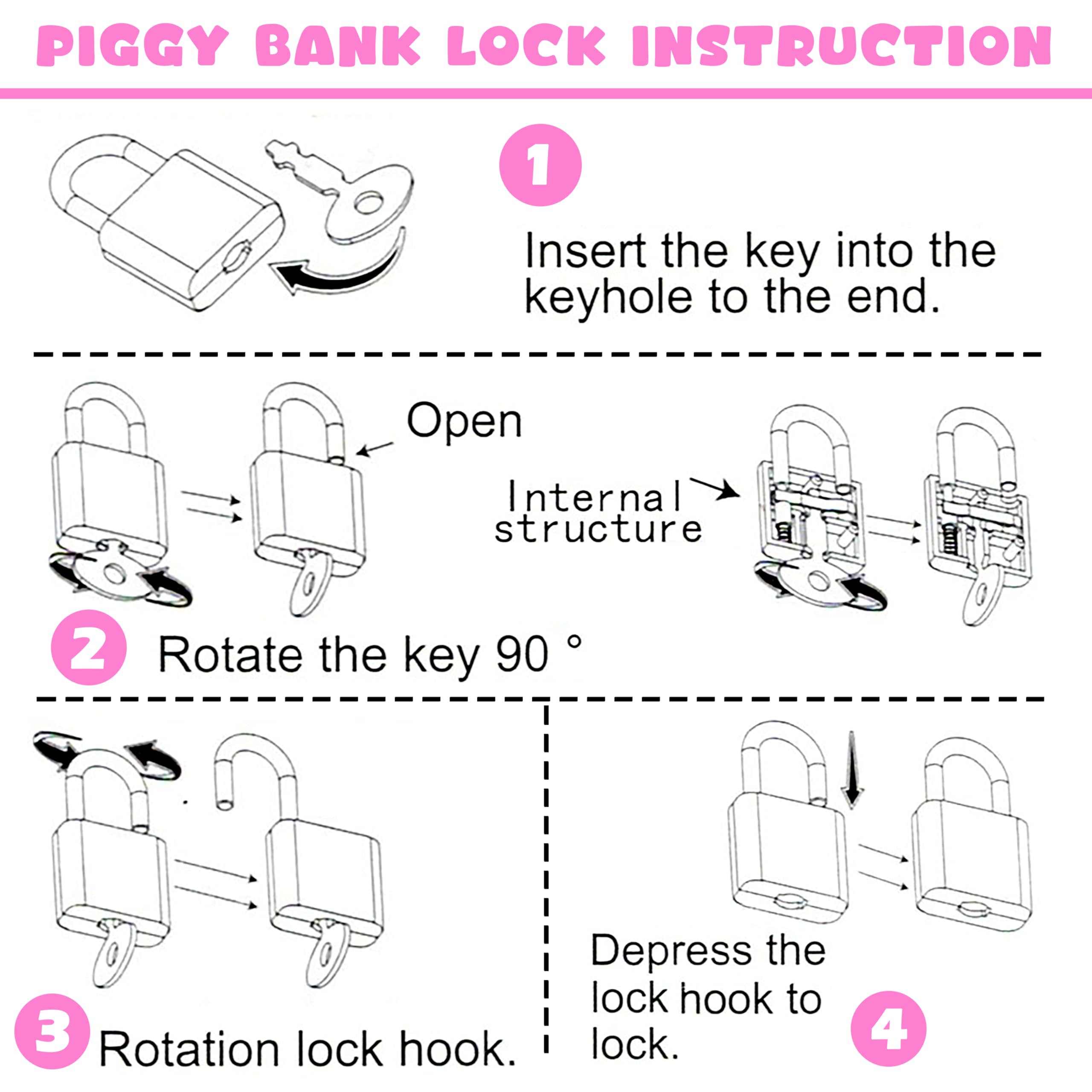 VGRASSP Unicorn Theme Metal Bus Piggy Bank Toy for Kids - Cute Money Safe with Lock and 2 Keys - Gullak Coin Box Gift for Boys and Girls - Color As Per Stock 1