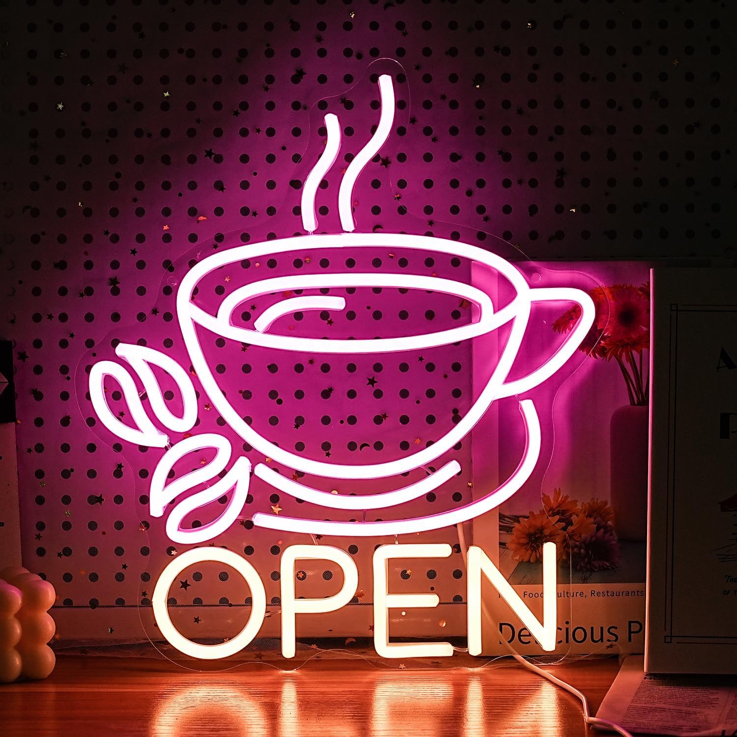 Amazon.co.jp: コーヒーカップオープンLEDネオンサイン ビジネス 