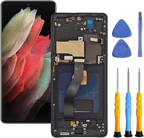 AMOLED para Samsung Galaxy S21 Ultra 5G Reemplazo de pantalla con marco para Samsung S21 Ultra Kit de reemplazo de pantalla SM-G998u G998a G998w LCD