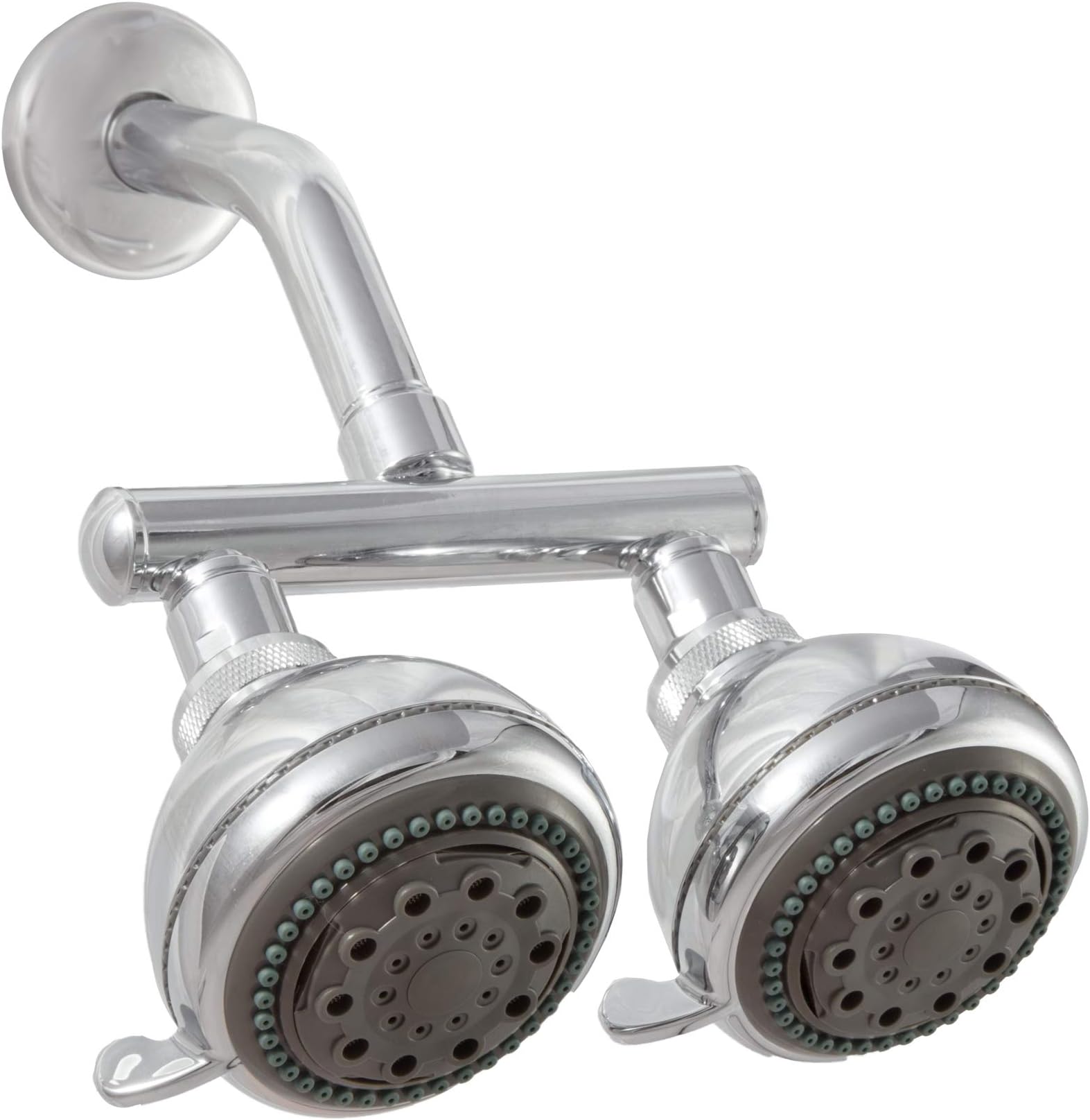 Neptune Dual Shower Heads - Chrome, 6 Settings, Dual Headed, Solid Brass Manifold