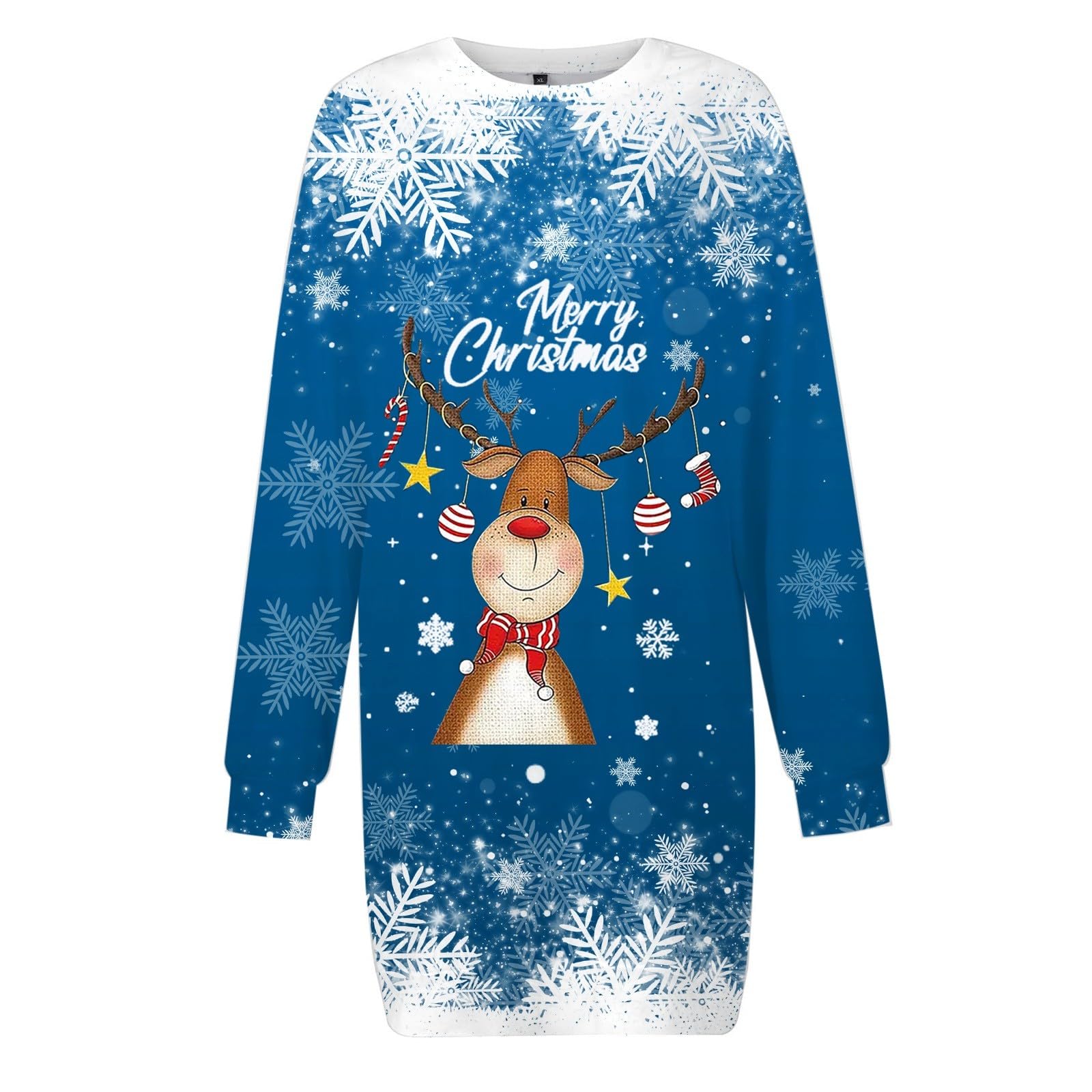 Abito Donna Natale, Felpa Invernale Manica Lunga Maglione da Famiglia Taglie Forti Mini Abito Lunga Sweatshirt con Tasche Hoodie Pullover Abito Natalizio Vestito Rosso Abiti da Cerimonia Taglie Forti