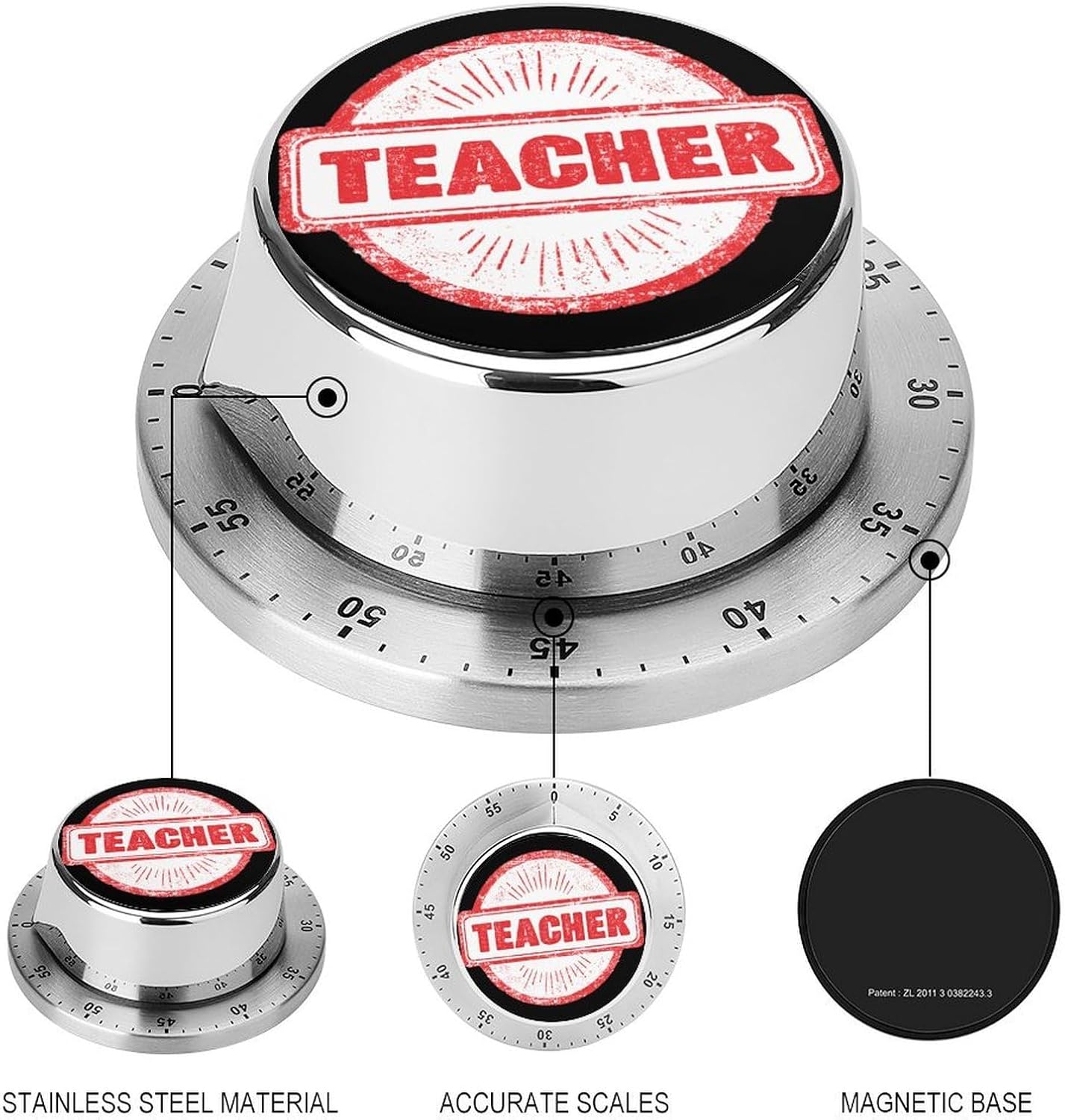 Teacher Stamp Kitchen Digital Timer Visual Mechanical Countdown Timers Time Manager 0 to 60 Minutesrs