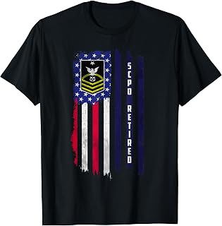 Retired E-8 Senior Chief Petty Officer Rank American Flag T-Shirt
