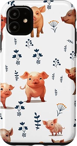 Miniatura 10 de iPhone 12 mini Pig pattern in white amazing Nature Lover Art Men Women Case