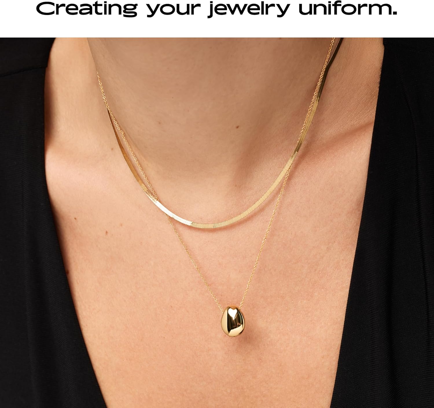 Ana Luisa Pebble Pendant Necklace for Women - 14K Gold Plated and Silver Rhodium Plated Trendy Teardrop Necklace with Lobster Clasp - Hypoallergenic, Water-Resistant, Tarnish-Free Jewelry