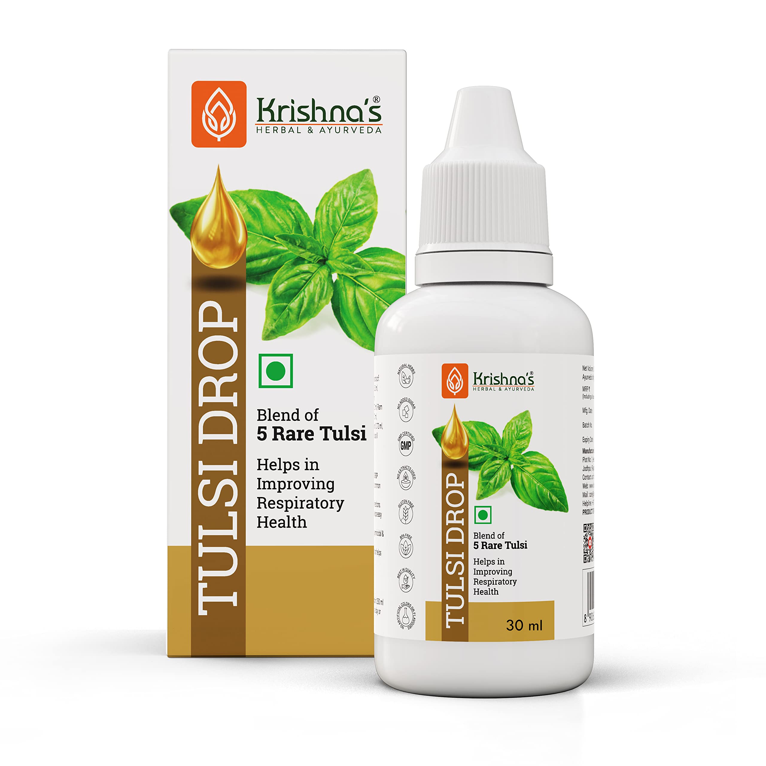 Krishnas Tulsi Drops 30 ml of 5 Rare Tulsi Drop for Natural Immunity Boosting | Ban Tulsi, Ram Tulsi, Nimbu Tulsi, Daulal Tulsi, No Preservatives | Tulsi Drops for immunity | Panch Tulsi Drop (B08RZ38KNY) Amazon Price History, Amazon Price Tracker