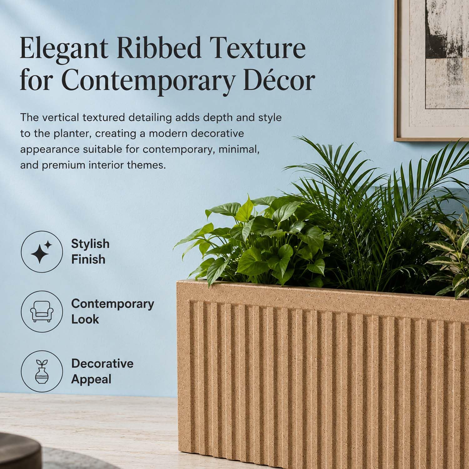 Go Hooked Rectangular Planter - Modern Stone Design -3