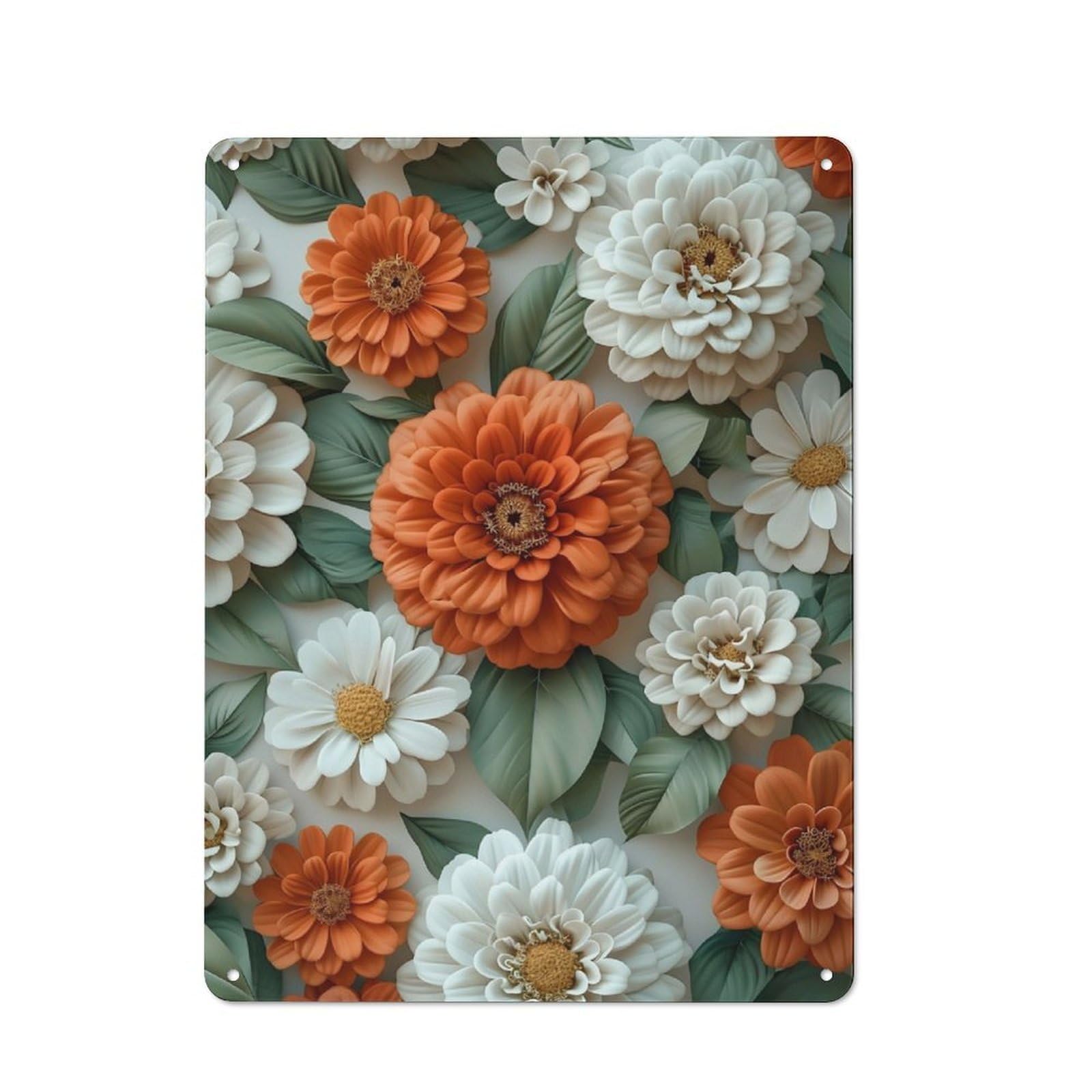Junmoney Zinnia Floral Metal Wall Sign 40X30cm Featuring For Workshop Wall, For Makers And Diy Enthusiasts