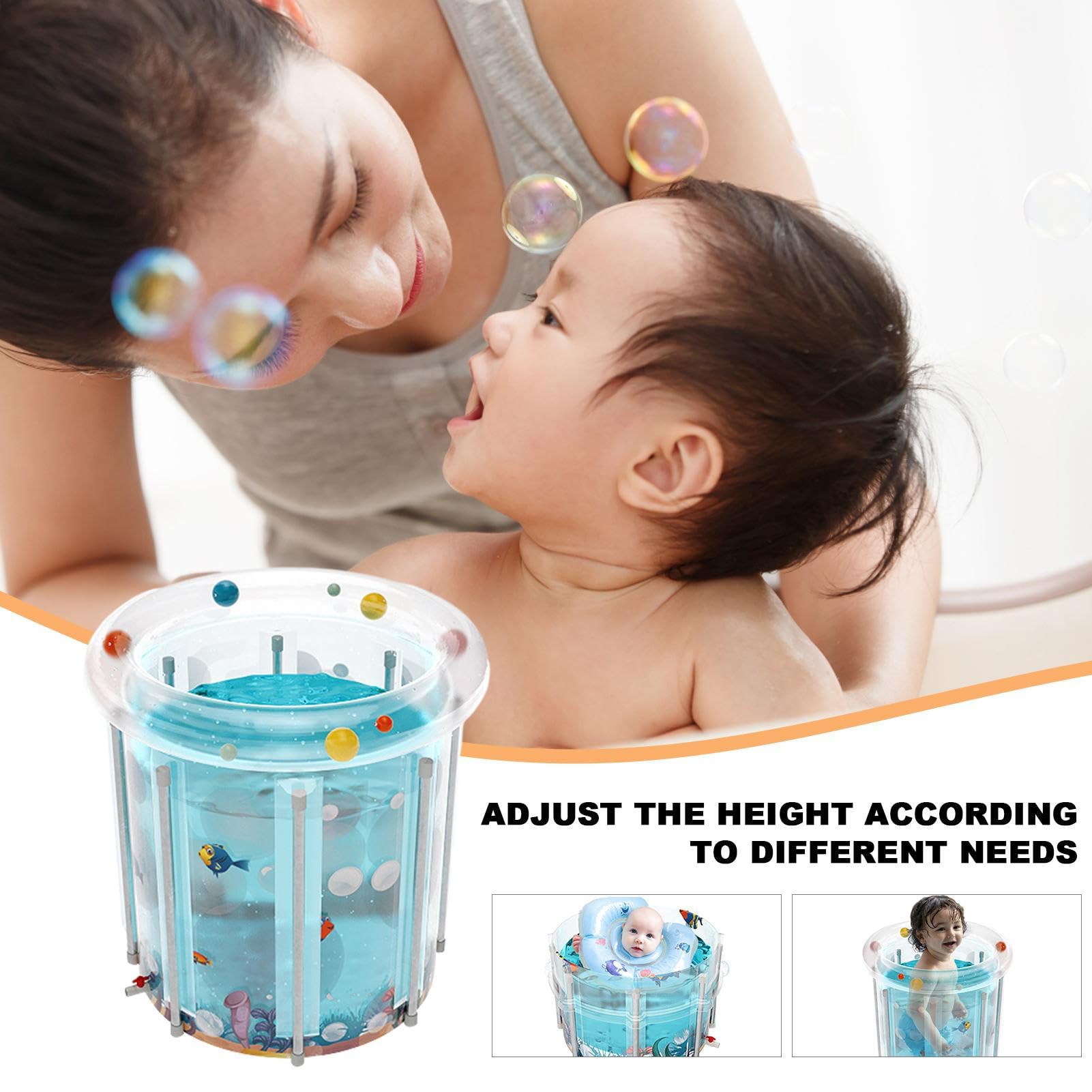 Bañera Plegable Inflable - Bañera de PVC Transparente Portátil Para O Baño | Caliente | Bañera de Spa Ajustable para Adultos y Niños, Bañera Gruesa Ligera Para La Relajación Del Baño, Einw