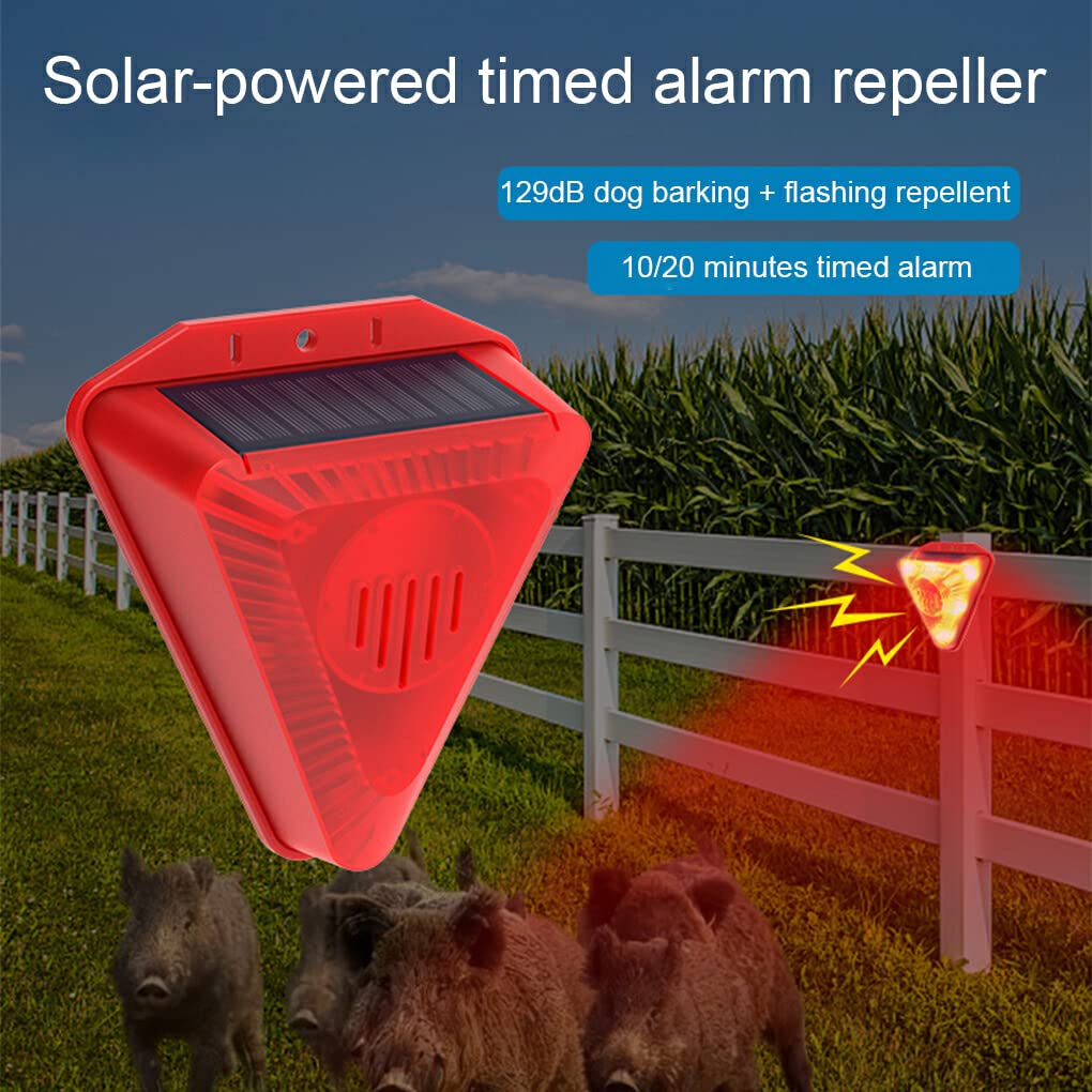 3 Juegos de 6LED Luz de alarma solar IP65 Sensor impermeable Repelente Sirena Detector de ladridos de perros Jardín Granja Lámpara de seguridad Repelente, 3Conjunto