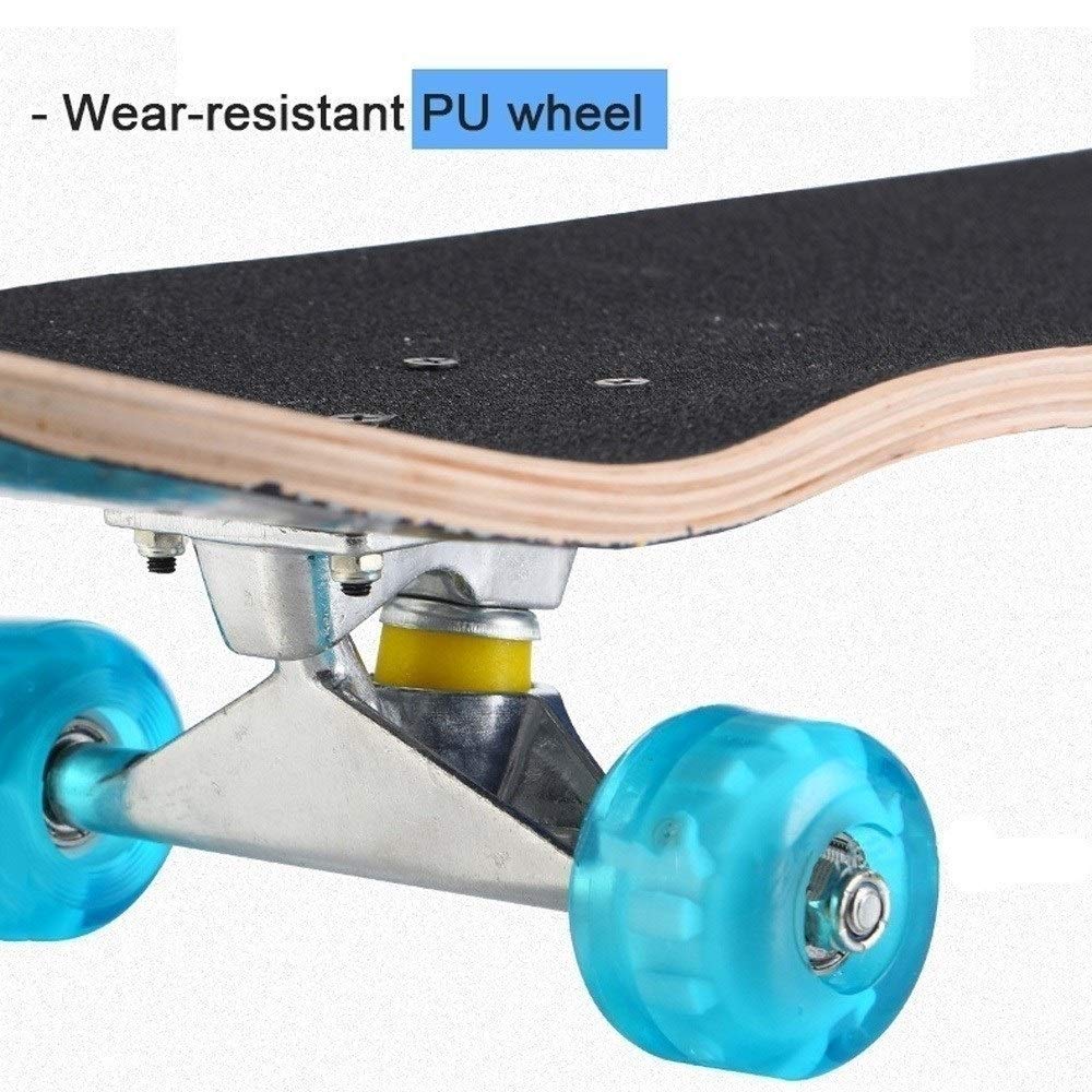 Monopatín Completo para Principiantes y Profesionales, 7 Capas de Madera de Arce Skateboard, Cruiser para Adultos y Niños