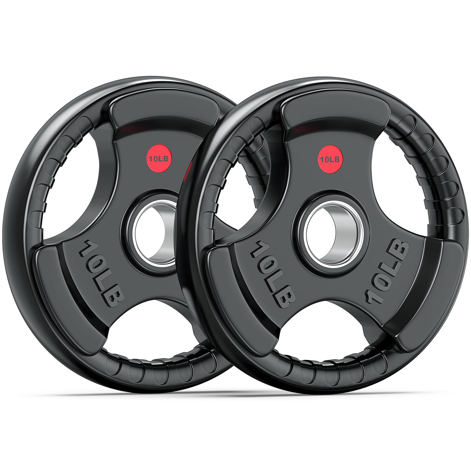 XDDIAS 2-Inch Three-Grip Rubber Olympic Plates,Cast Iron Barbell Weights