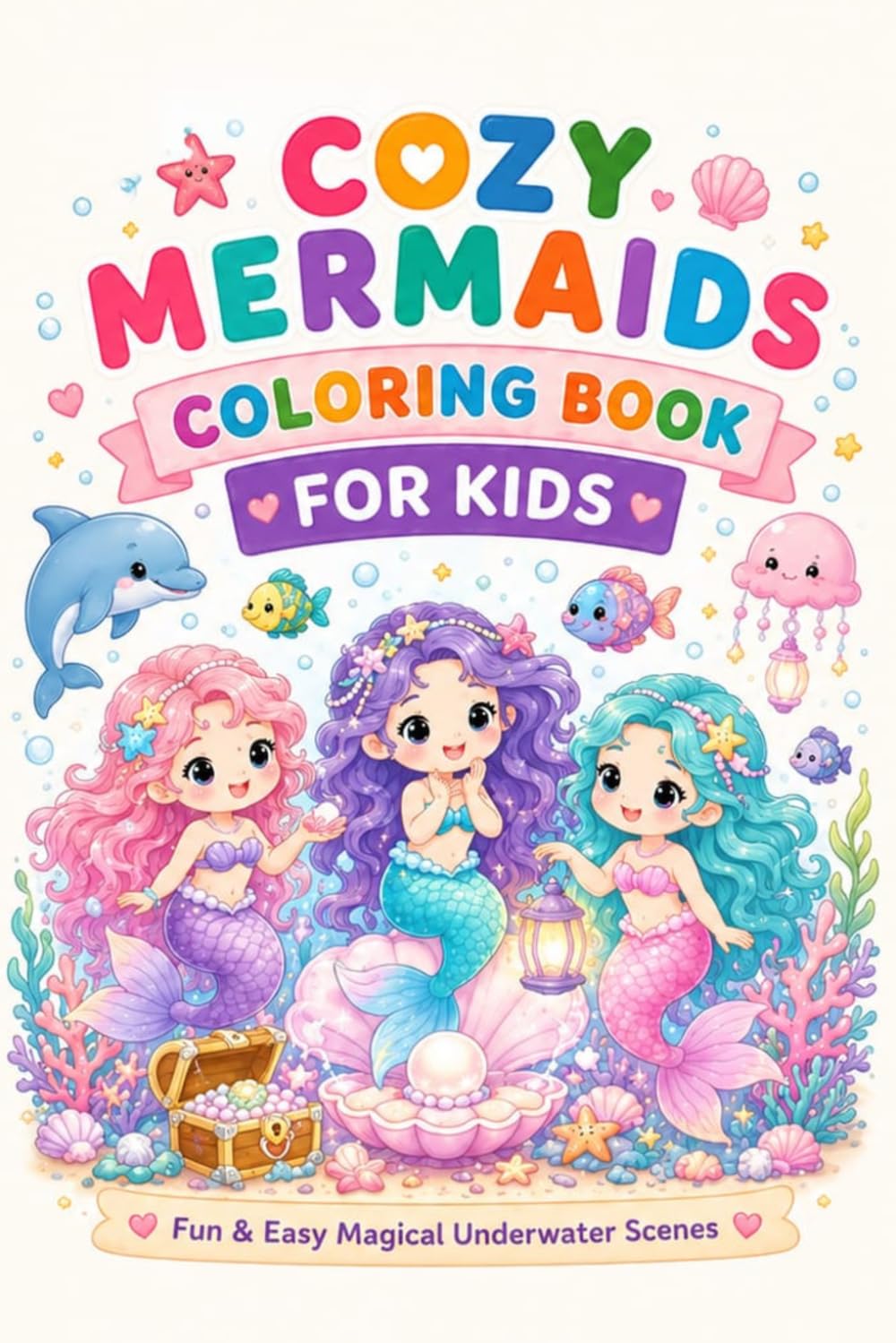 Cozy Mermaids Coloring Book for Kids: Fun & Easy Magical Underwater Scenes