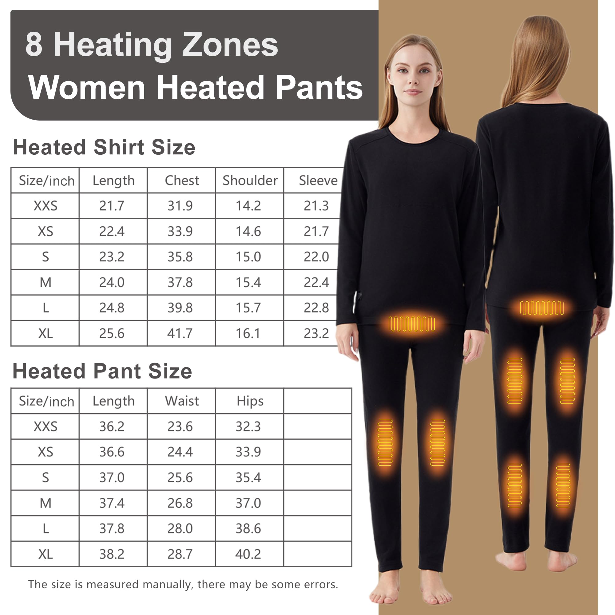 Pantaloni riscaldati per Donna, 3 Zone di Riscaldamento, Biancheria Intima Termica elettrica, Leggings, Mutande Lunghe riscaldate per Interni ed Esterni