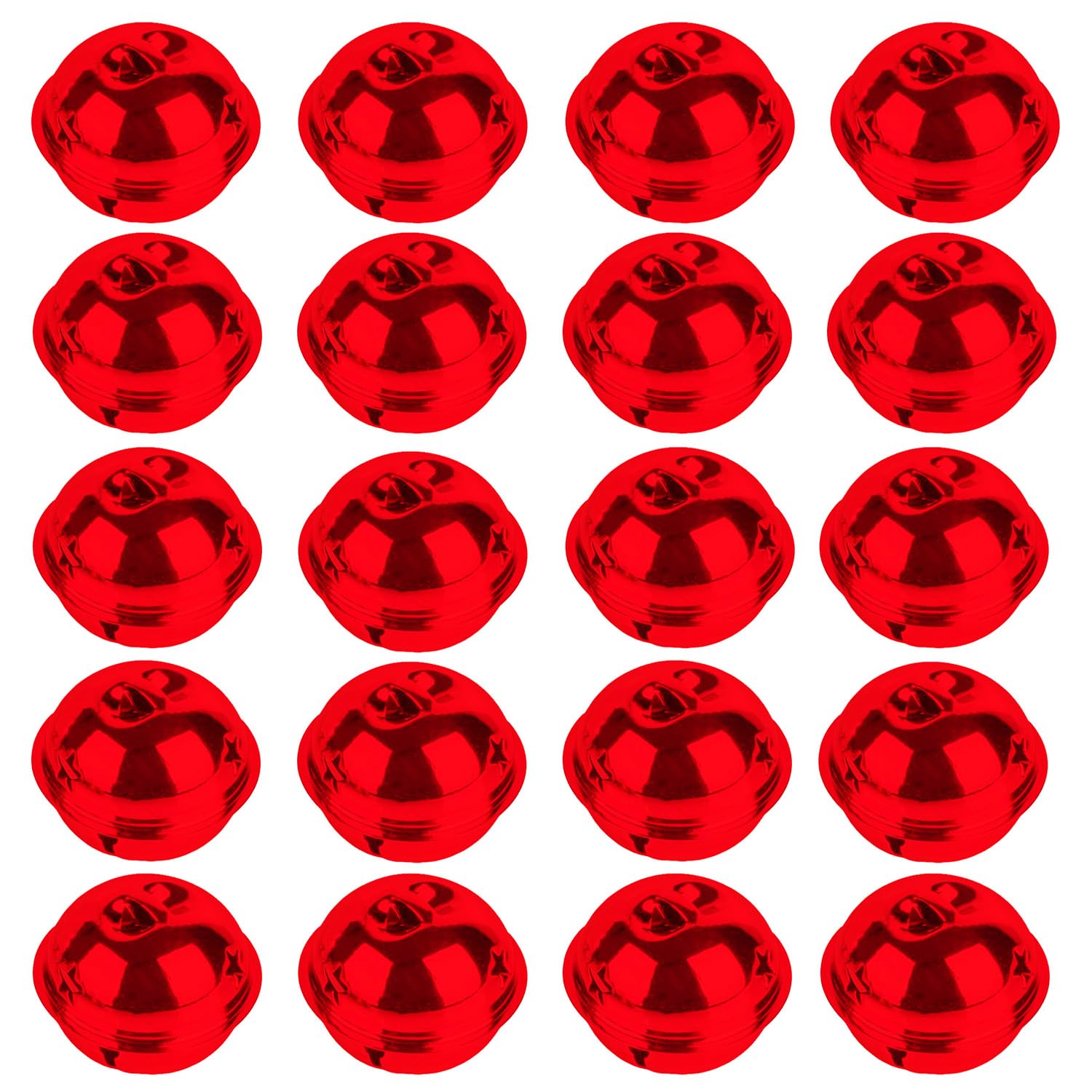 20Pcs Red Christmas Bells, Metal Round Bells, 30mm Bright Colors Jingle Bells for Crafts Christmas Wind Chimes Jewelry Ornaments Holiday Home Party Decoration