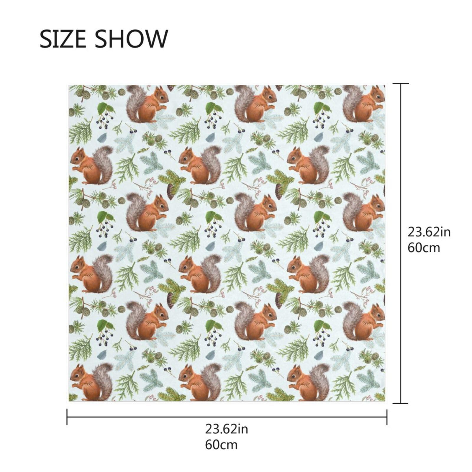 XUWU Unisex Squirrels Bandanas 23 Inch Lightweight Square Neckerchief Silk like Satin Head Scarf Hair Wrap Necktie Face Cover