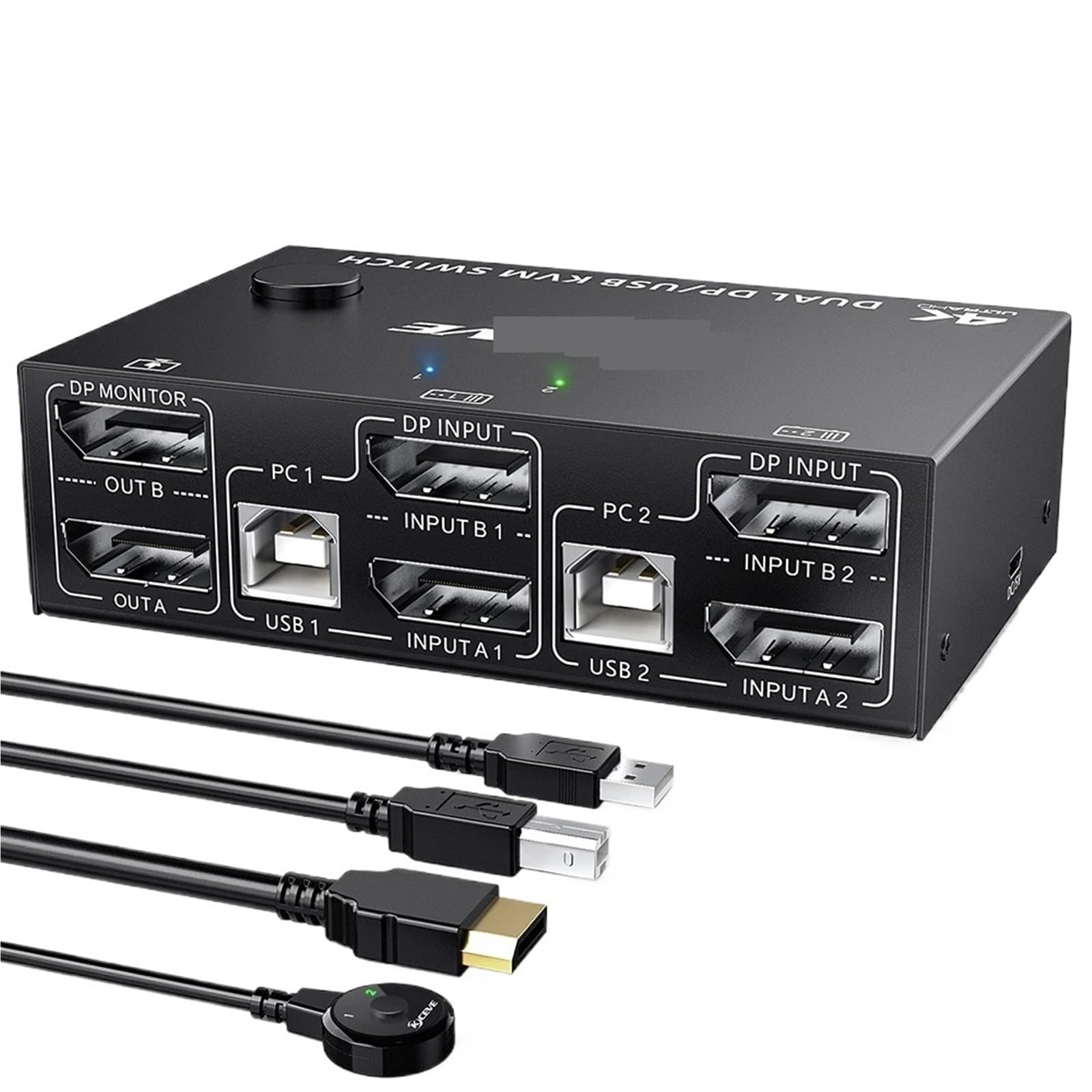 Commutateur KVM double affichage pour ecran etendu de 2 ordinateurs portable