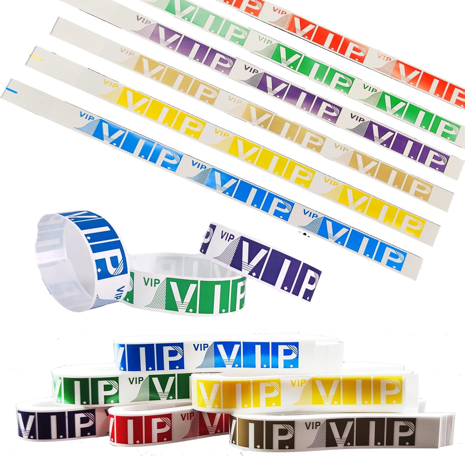 600 Counts Wristbands For Events Paper Waterproof Bracelets Neon Wrist Bands Colored Vip Adhesive Hand Armbands Concerts (Stylish Color, Letter Style)