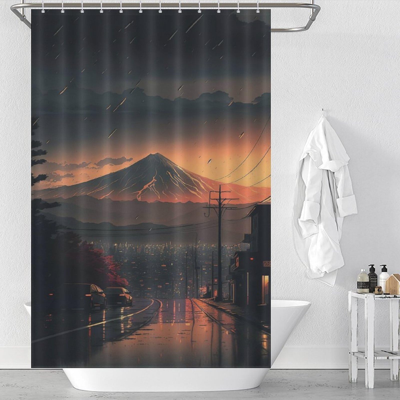 Rideau de douche étanche pour stopper les éclaboussures, style japonais 122x183cm