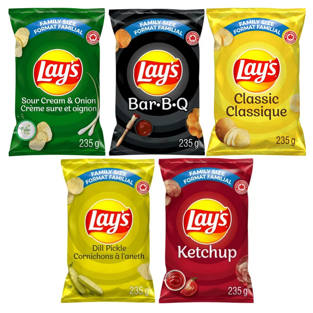 Buy Lays Potato Chips Canadian Variety Pack, Ketchup, Dill Pickle