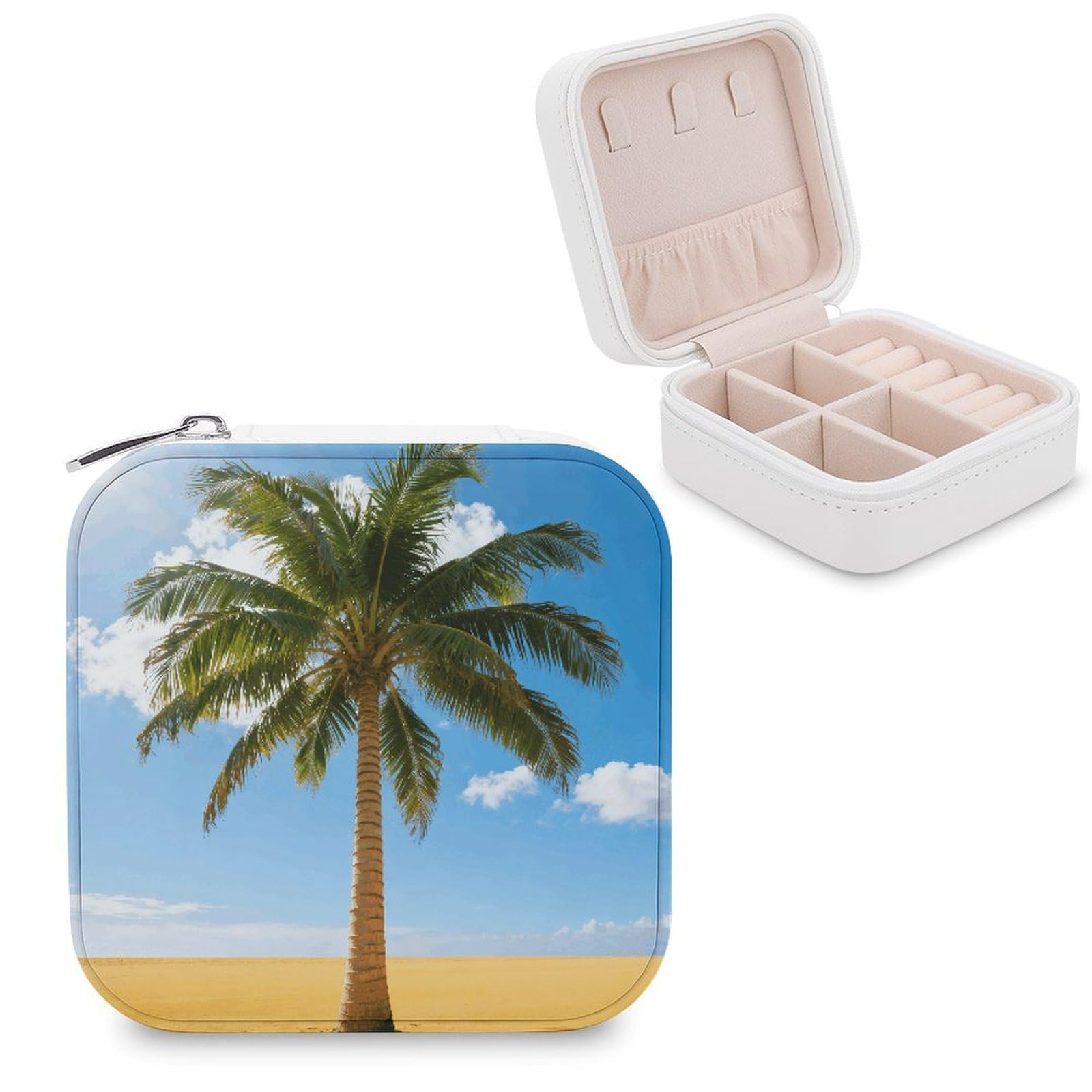 FekiLoot Palm Tree Jewelry Box Exquisite Jewelry Organizer Silver Gold Trinket Storage Case Multi Compartments Cute Earrings Ring Necklace Holder For Woman Household Gift