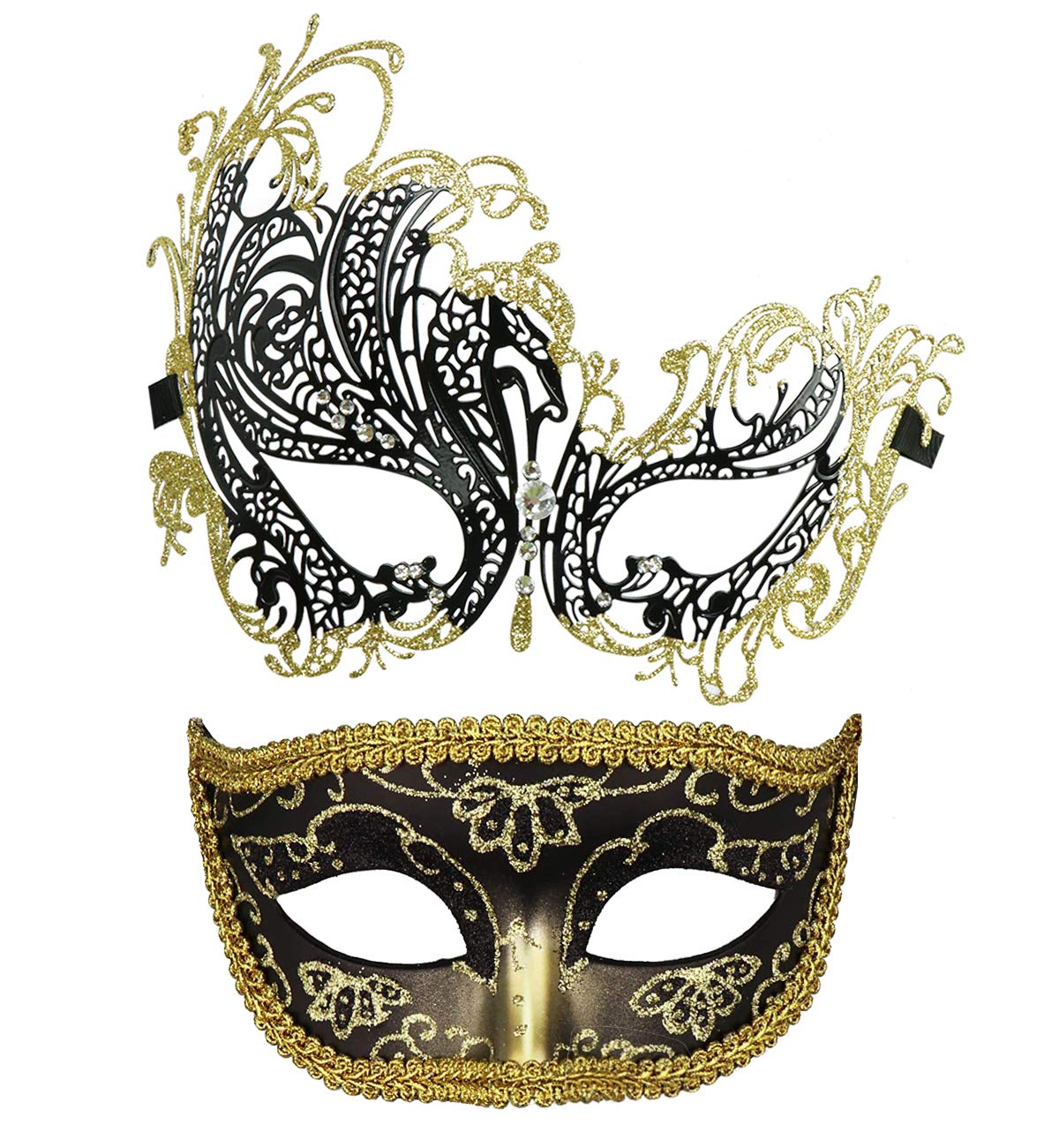 Coddsmz Couple Mask Half Venetian Masquerade Ball Mask Mardi Gras Mask Christmas Cosplay Costume Halloween Party Mask 2 Pack