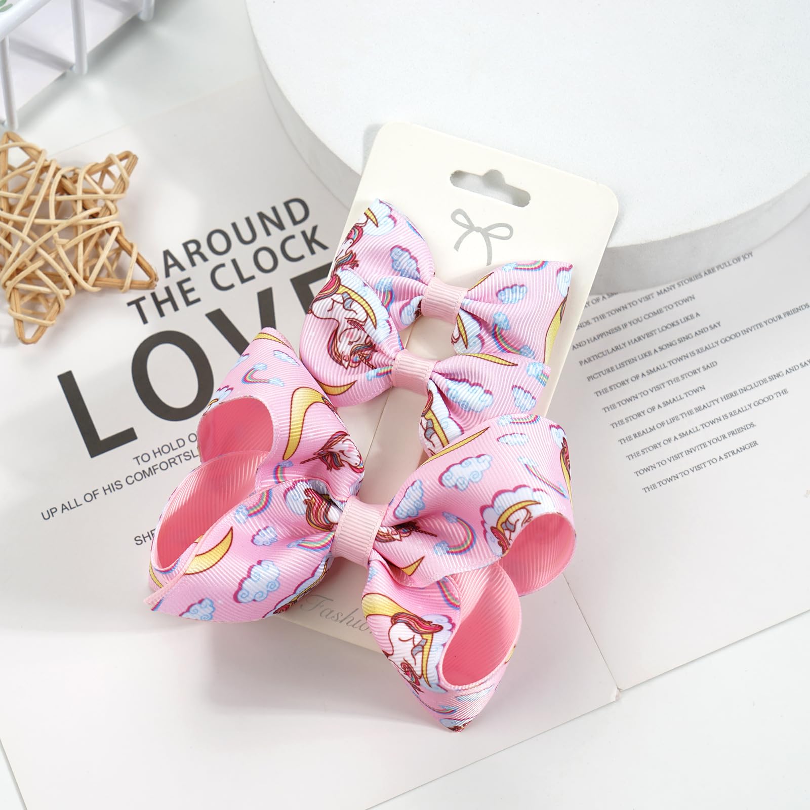 3PCS Hair Bows for Girls Hand-made Colorful Grosgrain Ribbon Hair Bows Alligator Clips Hair Accessories Barrettes for Little Teen Toddler Girls Kids (