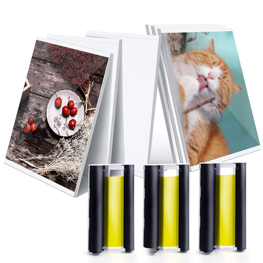 Compatible Canon KP-108IN 3 Color Ink Cassettes and 108 Sheets 4 x 6 Inch Paper Set for Canon Selphy CP Photo Printer CP1300 CP1200 CP910 CP900