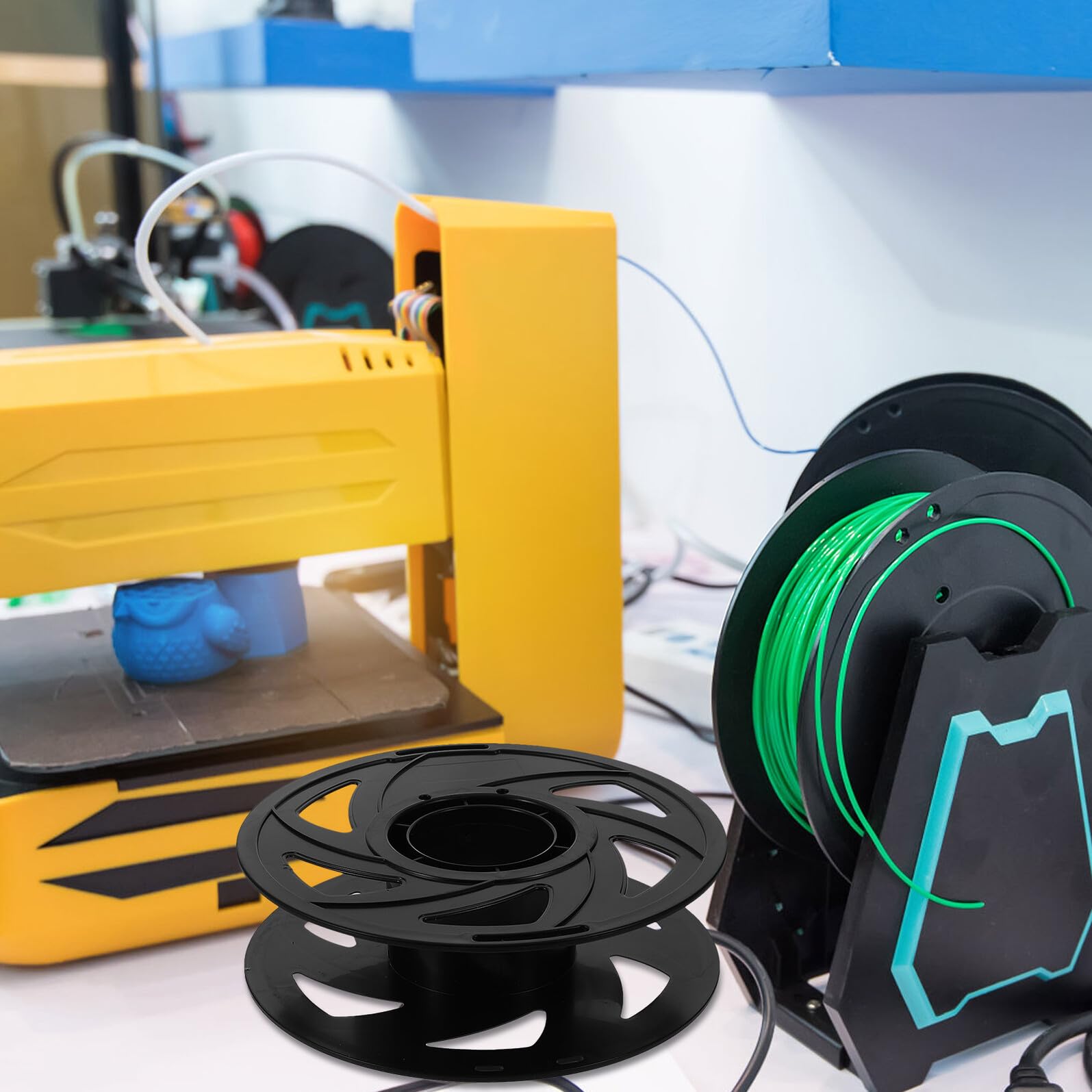 Carrete de Filamento Reutilizable para Impresora 3d de Abs Negro, Soporte de Almacenamiento Diseño de Flujo de Aire Óptimo, Paquete de 6 Unidades para Filamentos Pla y Petg