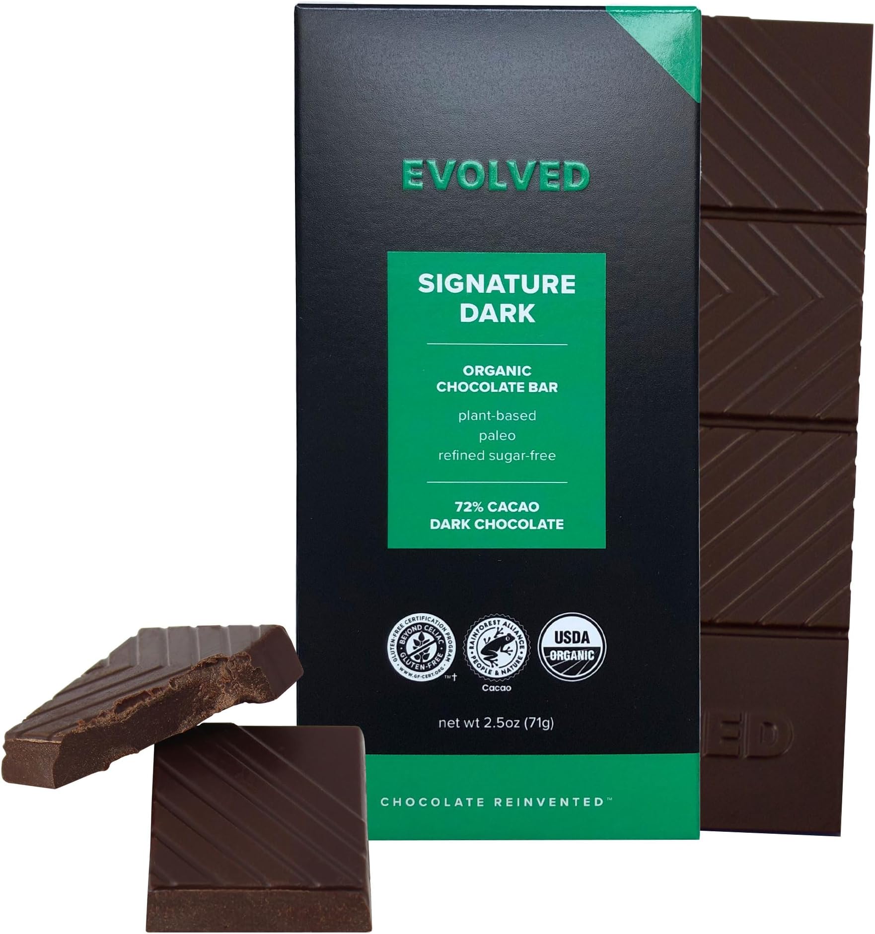 EVOLVED Chocolate Signature Dark Chocolate Bars, 2.5-oz. (Count of 8)