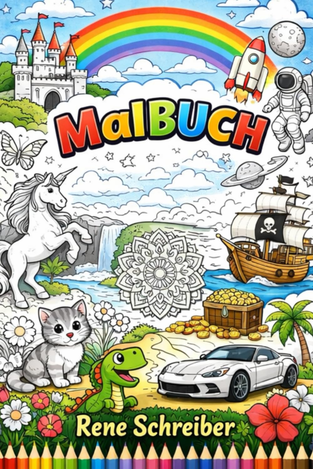 Malbuch mit verschiedenen Ausmalbildern